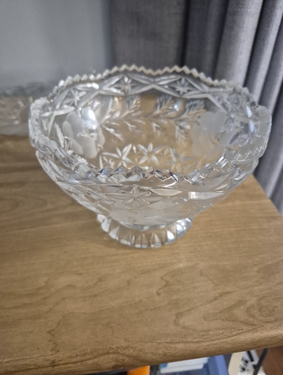 Other - Cut Glass Pedestal Serving Bowl - Clear Crystal-Look